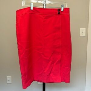 Women’s pencil skirt, bright pink, front slit and front button detailknee length